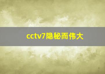 cctv7隐秘而伟大