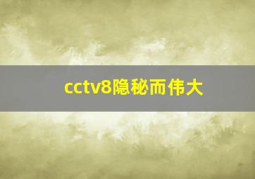 cctv8隐秘而伟大