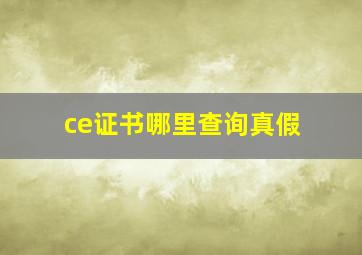 ce证书哪里查询真假