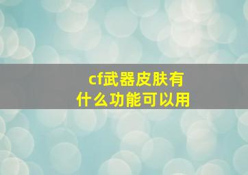 cf武器皮肤有什么功能可以用