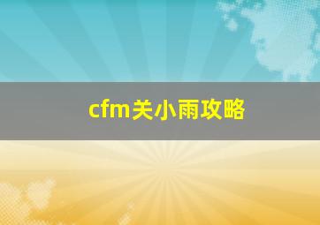 cfm关小雨攻略