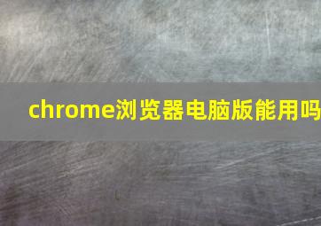 chrome浏览器电脑版能用吗