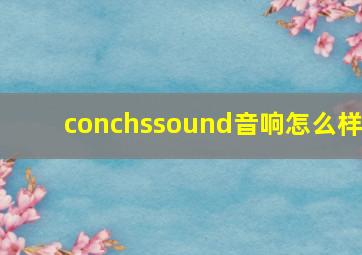 conchssound音响怎么样