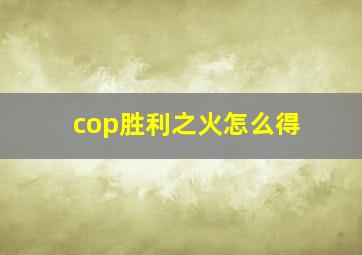 cop胜利之火怎么得