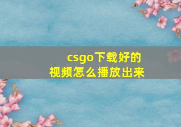 csgo下载好的视频怎么播放出来