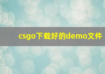 csgo下载好的demo文件