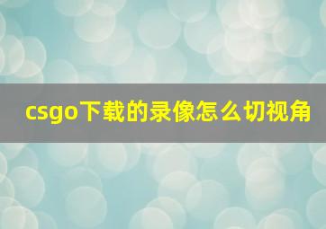 csgo下载的录像怎么切视角