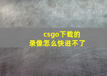 csgo下载的录像怎么快进不了