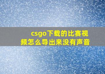 csgo下载的比赛视频怎么导出来没有声音