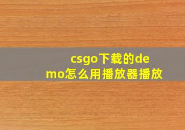 csgo下载的demo怎么用播放器播放