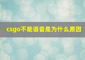 csgo不能语音是为什么原因