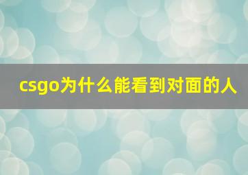 csgo为什么能看到对面的人