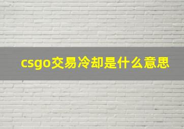 csgo交易冷却是什么意思