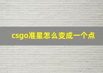 csgo准星怎么变成一个点