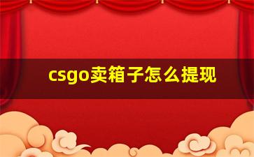 csgo卖箱子怎么提现