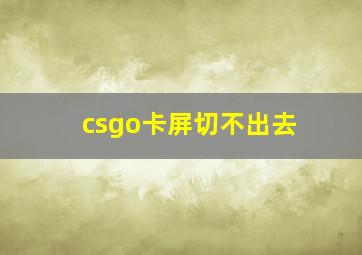 csgo卡屏切不出去