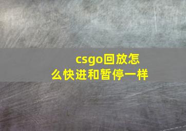 csgo回放怎么快进和暂停一样