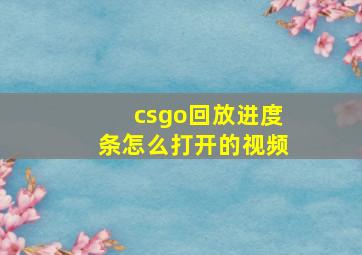 csgo回放进度条怎么打开的视频