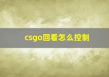 csgo回看怎么控制