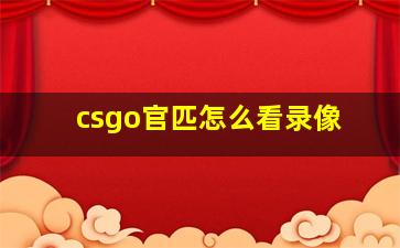 csgo官匹怎么看录像