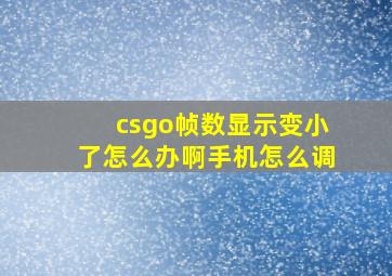 csgo帧数显示变小了怎么办啊手机怎么调