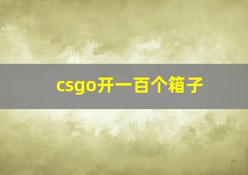 csgo开一百个箱子