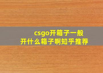 csgo开箱子一般开什么箱子啊知乎推荐