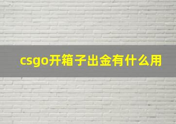 csgo开箱子出金有什么用