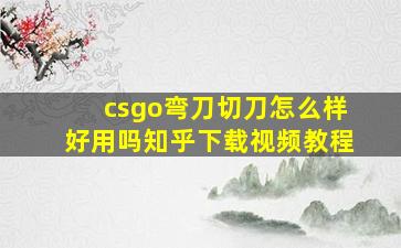 csgo弯刀切刀怎么样好用吗知乎下载视频教程