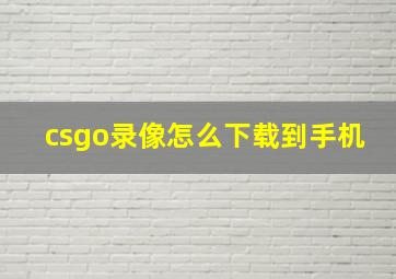 csgo录像怎么下载到手机