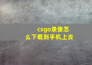 csgo录像怎么下载到手机上去