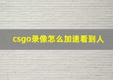 csgo录像怎么加速看到人