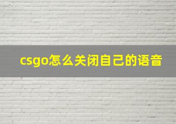 csgo怎么关闭自己的语音