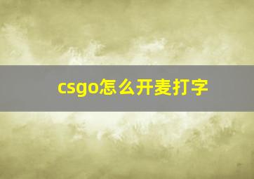 csgo怎么开麦打字