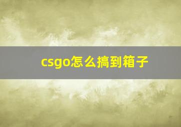 csgo怎么搞到箱子