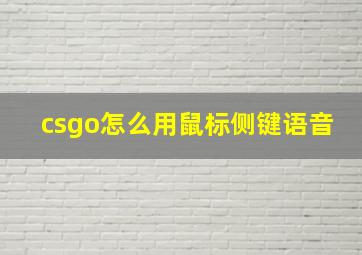 csgo怎么用鼠标侧键语音