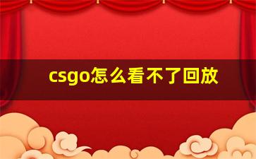 csgo怎么看不了回放