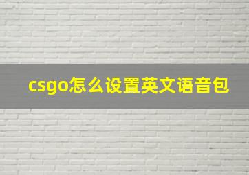 csgo怎么设置英文语音包