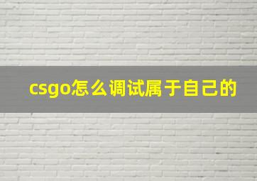 csgo怎么调试属于自己的