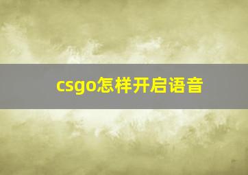 csgo怎样开启语音