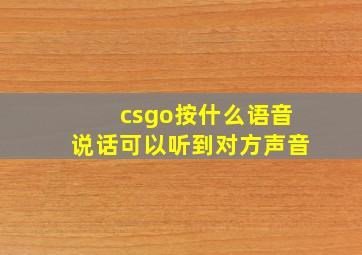 csgo按什么语音说话可以听到对方声音