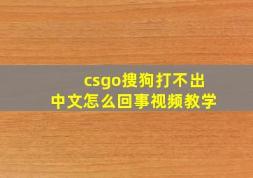 csgo搜狗打不出中文怎么回事视频教学