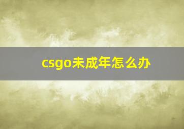 csgo未成年怎么办