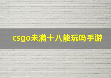 csgo未满十八能玩吗手游