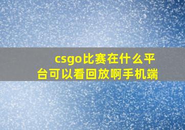 csgo比赛在什么平台可以看回放啊手机端