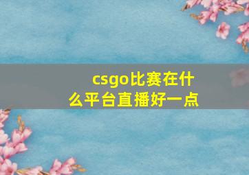 csgo比赛在什么平台直播好一点