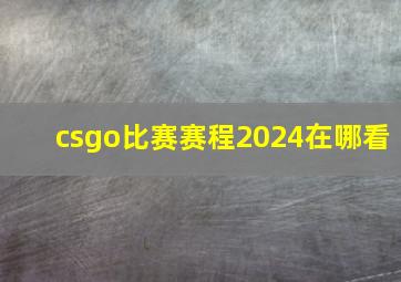 csgo比赛赛程2024在哪看