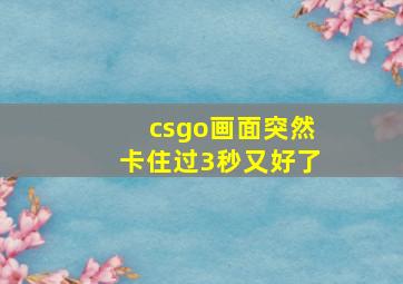 csgo画面突然卡住过3秒又好了