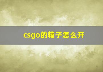 csgo的箱子怎么开