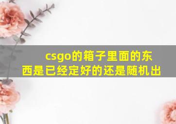 csgo的箱子里面的东西是已经定好的还是随机出